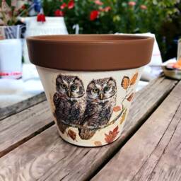 Brown Owl Plant Pot Flower Planter Gifts Gardener Lovers - thumbnail 1