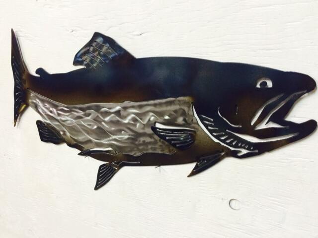 "Metal Salmon Wall Hanging 18"" X 9" - image 1
