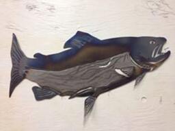 "Metal Salmon Wall Hanging 18"" X 9" - thumbnail 2