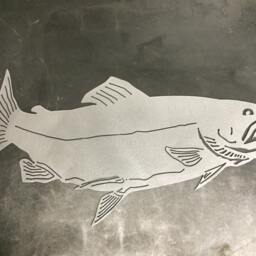 "Metal Salmon Wall Hanging 18"" X 9" - thumbnail 3