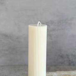 Ribbed Pillar Candle Soy Wax Column Candle, Home Decor - thumbnail 3