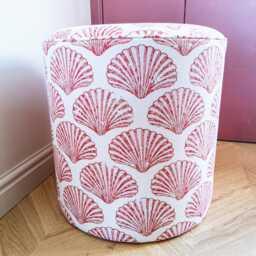 Custom Round Ottoman - Upholstered Drum Stool Made To Order Footstool in Your Own Fabric Side Table - thumbnail 2
