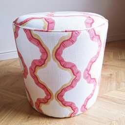 Custom Round Ottoman - Upholstered Drum Stool Made To Order Footstool in Your Own Fabric Side Table - thumbnail 3