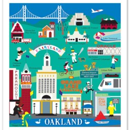 Oakland Map Skyline Print, Collage, Ca Baby Art, Loose Petals Vertical Style E8-O-Oak - thumbnail 3