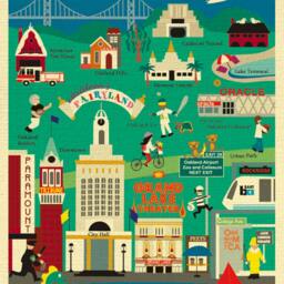 Oakland Map Skyline Print, Collage, Ca Baby Art, Loose Petals Vertical Style E8-O-Oak - thumbnail 2