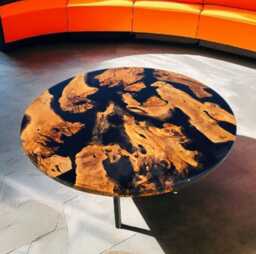 Living Room Table, Dining Round Olive Wood Artwork, Epoxy Resin River Table - To Order