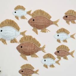 Decorative Wall Fish, Wicker Fish Decor, Nursery Underwater Marine - thumbnail 2