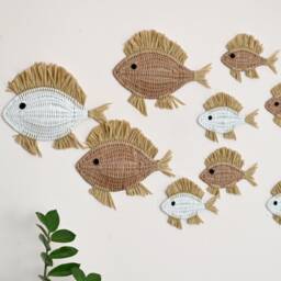 Wicker Fish Wall Decor Set, Nautical Marine Nursery Art