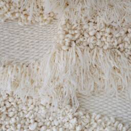 Handmade Cream Wool Wall Tapestry - Modern Fiber Art Hanging, 40x35 - thumbnail 3