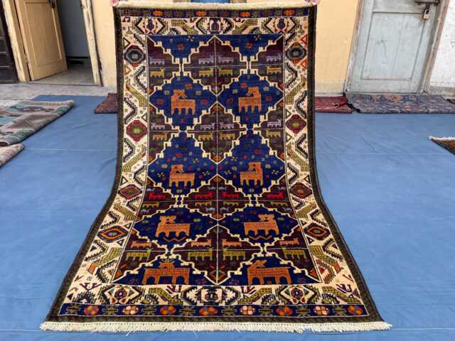 3.8x6.2 Ft, Handmade Pictorial Hand Woven Wool Rug, Wall Hanging Deer Pictures Decorative Area Rug - image 1