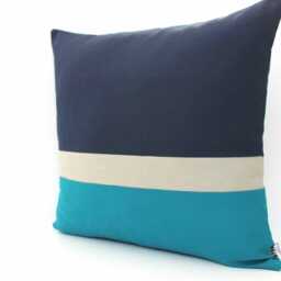 Navy Blue, Light Grey & Dark Teal Colorblock Pillow Covers - All Sizes, Home Gifts For You - thumbnail 3