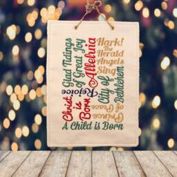 Embroidered Christmas Banner Scripture Wall Hanging, Handmade Decor - thumbnail 2