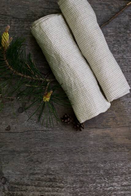 Natural Linen Towels Check Hand Pre Washed With Hanger Gift Set Plaid Tea Cottage Guest Beige Kitchen Dish Cloth - image 1