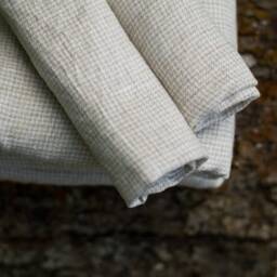 Natural Linen Towels Check Hand Pre Washed With Hanger Gift Set Plaid Tea Cottage Guest Beige Kitchen Dish Cloth - thumbnail 2