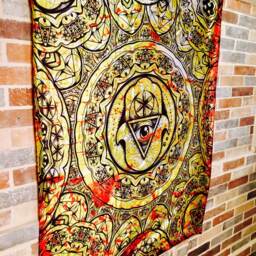 Hamsa Seed Of Life Mandala Tapestry - Spiritual Geometry Art - 42x57 Inches - thumbnail 3
