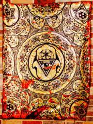 Hamsa Seed Of Life Mandala Tapestry - Spiritual Geometry Art - 42x57 Inches - thumbnail 1