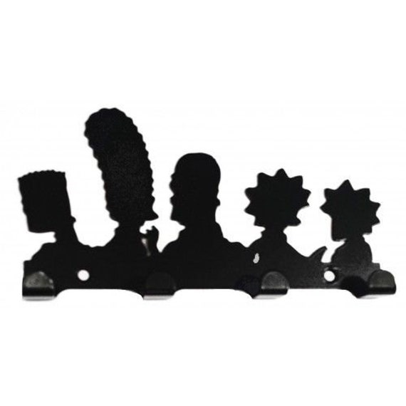 Simpsons-style Family Silhouette Key Hook Rack - Metal Wall Art Cartoon
