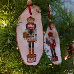 Nutcracker Gold Oyster Shell Christmas Ornament, Gilded Edge - thumbnail 2