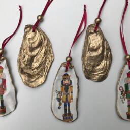 Nutcracker Gold Oyster Shell Christmas Ornament, Gilded Edge - thumbnail 4