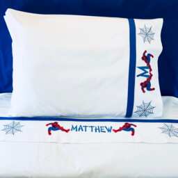 Embroidered Spiderman Bed Sheets Personalized Cotton Twin Bedding - thumbnail 2