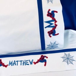 Embroidered Spiderman Bed Sheets Personalized Cotton Twin Bedding - thumbnail 3
