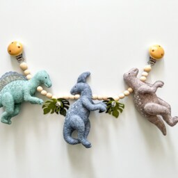 Dinosaur Stroller Garland, Hanging Toys, Pram Felt Lanyard, Decor, Accessory, Unisex Baby Gift - thumbnail 4