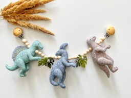 Dinosaur Stroller Garland, Hanging Toys, Pram Felt Lanyard, Decor, Accessory, Unisex Baby Gift - thumbnail 1
