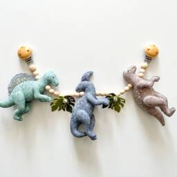 Dinosaur Stroller Garland, Hanging Toys, Pram Felt Lanyard, Decor, Accessory, Unisex Baby Gift - thumbnail 2