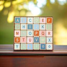 Fine Motor Skills & Logic English Alphabet Wooden Cubes Set, First Toddler Gift - thumbnail 2