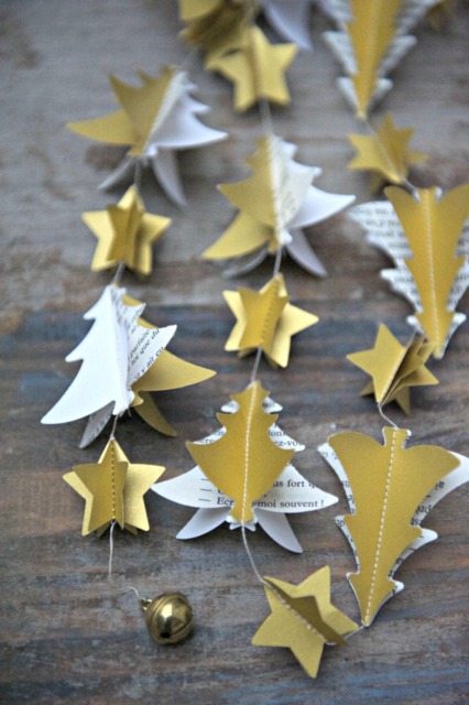Christmas Decor, Holiday Gold Eco-Friendly Christmas, Gold Holiday, Modern Tree, Garland, Star Garland - image 1
