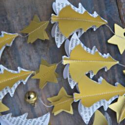 Christmas Decor, Holiday Gold Eco-Friendly Christmas, Gold Holiday, Modern Tree, Garland, Star Garland - thumbnail 4