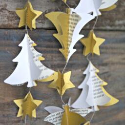 Christmas Decor, Holiday Gold Eco-Friendly Christmas, Gold Holiday, Modern Tree, Garland, Star Garland - thumbnail 3