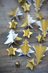 Christmas Decor, Holiday Gold Eco-Friendly Christmas, Gold Holiday, Modern Tree, Garland, Star Garland - thumbnail 1