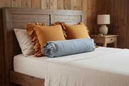 stonewashed Linen Bolster Pillow Cover - Round Cushion, Various Colors Cylinder Case Neck Roll - thumbnail 1