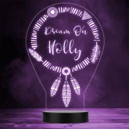 Geometric Elements Dream Catcher Feathers Personalised Gift Colour Night Light - thumbnail 1