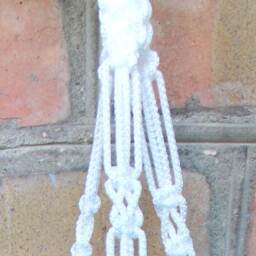 White Mini Macrame Plant Holder 18 Inches 3 Mm Hanging Planter Indoor Or Outdoor Decor Gift Idea Window Decorations Wall Hanging - thumbnail 3