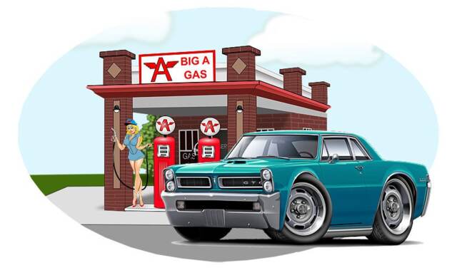 1965 Gto Gas Station Wall Decal Classic Car Man Cave Decor - image 1