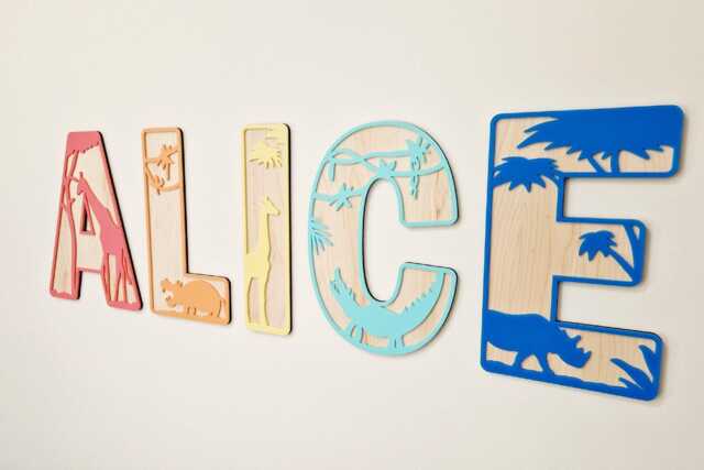 Safari Name Sign Personalised, Jungle Nursery Wall Pastel Colour, Wild Animal Wooden Letters, One D??cor, Custom Art - image 1