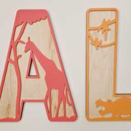Safari Name Sign Personalised, Jungle Nursery Wall Pastel Colour, Wild Animal Wooden Letters, One D??cor, Custom Art - thumbnail 3