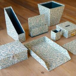 William Morris Stationery Box Handmade Office Storage in Willow Green - thumbnail 4