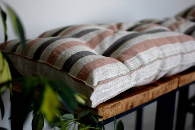 Custom Tufted Linen Bench Cushion Porch Swing, Window Seat - image 1
