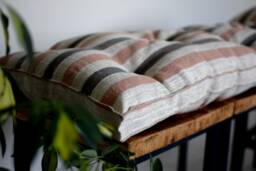 Custom Tufted Linen Bench Cushion Porch Swing, Window Seat - thumbnail 1
