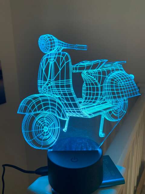 Scooter 3D Smart App Control Night Light Bluetooth, Music, 7&16M Colour Mobile App , Gift Led Lamp - image 1