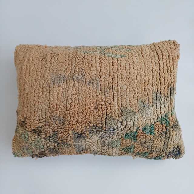 Moroccan Wool Cushion Cover, Handmade Berber Pillow, Multicoloured Vintage Rug Cushion, Tribal 24''x16''/60x43 cm - image 1