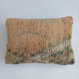 Moroccan Wool Cushion Cover, Handmade Berber Pillow, Multicoloured Vintage Rug Cushion, Tribal 24''x16''/60x43 cm - thumbnail 1