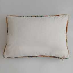 Moroccan Wool Cushion Cover, Handmade Berber Pillow, Multicoloured Vintage Rug Cushion, Tribal 24''x16''/60x43 cm - thumbnail 4