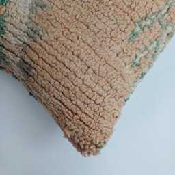 Moroccan Wool Cushion Cover, Handmade Berber Pillow, Multicoloured Vintage Rug Cushion, Tribal 24''x16''/60x43 cm - thumbnail 3