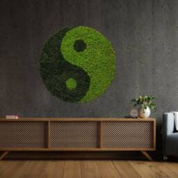 Large Moss Yin Yang Wall Art, Yoga Studio Botanical Decor, Unique Home Accent - thumbnail 2