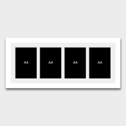 Multi Photo Picture Frames - Holds 4 A4 Certificates/Photos 33mm White Wood Frame