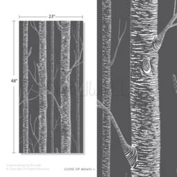 White Birch Tree On Dark Grey Background Peel & Stick Wallpaper Wall Decal Sticker - thumbnail 3